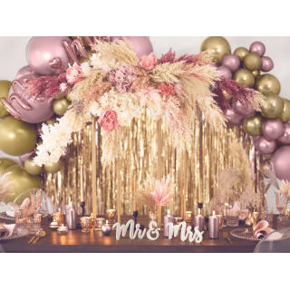 Svatební dřevěný nápis Mr & Mrs, zlatý glitrovaný (zn. PartyDeco)