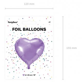 Fóliový balónek SRDCE, 45 cm, světle fialový (zn. PartyDeco)