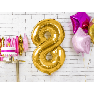 Fóliová ČÍSLICE 8, zlatá barva, velikost 86cm (zn. PartyDeco)