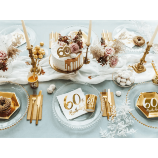 Dortová svíčka 60 pro 60. narozeniny, 8cm, zlatá barva s glitry (zn. PartyDeco)