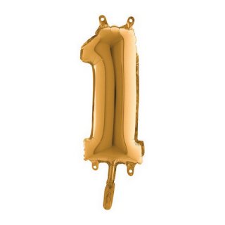 ČÍSLICE ZLATÁ MINI 1 (35cm) fóliový balónek nafukovací