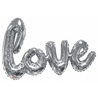 Fóliový balónek 91 cm - love - stříbrný