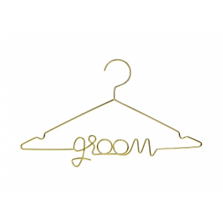 Svatební kovové ramínko Groom pro ženicha, zlaté (zn. PartyDeco)