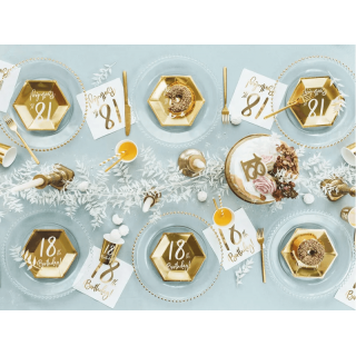 Papírové talířky pro 18. narozeniny / 18th birthday, 20x17cm, zlatá barva (zn. PartyDeco)