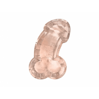 Papírové talířky Penis na rozlučku se svobodou, 26.5x15cm, rosegold barva (zn. PartyDeco)