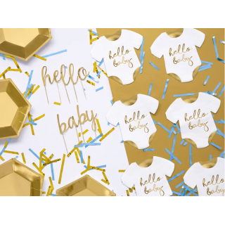 Ubrousky Hello Baby, 32.5x31.cm, bílo zlatá barva, set 20ks (zn. PartyDeco)