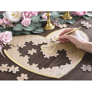 Svatební kniha hostů - Puzzle ve tvaru srdce, 85 dílků (zn. PartyDeco)
