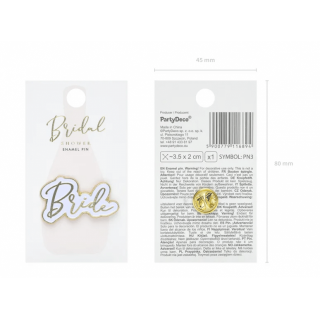 Odznak Bride na rozlučku se svobodou, kovový, 3.5x2cm (zn. PartyDeco)