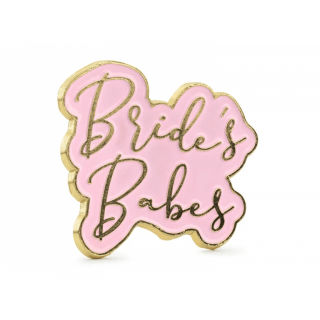 Odznak Bride´s babes na rozlučku se svobodou, kovový, růžová barva, 3.5x2cm (zn. PartyDeco)