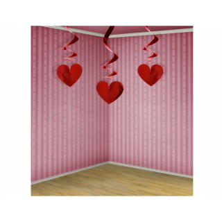 Závěsná spirála SRDCE, set 3ks, 60cm (zn. PartyDeco)