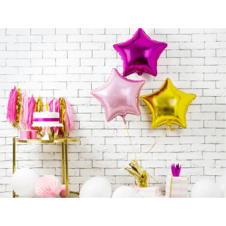 Fóliový balónek Hvězda - růžová barva, 48cm (zn. PartyDeco)