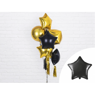Fóliový balónek Hvězda - černá barva, 48cm (zn. PartyDeco)