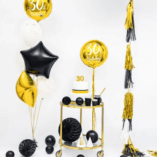 Fóliový balónek Hvězda - černá barva, 48cm (zn. PartyDeco)