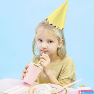 Party KLOBOUČKY, pastelové barvy se zlatým lemem - set 6ks (zn. PartyDeco)