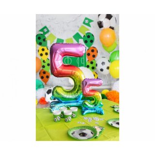 Fóliový balónek ČÍSLICE 5, stojací pouze na vzduch - duhová barva, 38cm (zn. Godan)