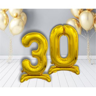 Fóliový balónek ČÍSLICE 3, stojací pouze na vzduch - zlatá barva, 74cm (zn. Godan)