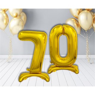Fóliový balónek ČÍSLICE 7, stojací pouze na vzduch - zlatá barva, 74cm (zn. Godan)