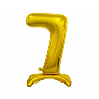 Fóliový balónek ČÍSLICE 7, stojací pouze na vzduch - zlatá barva, 74cm (zn. Godan)