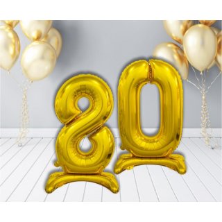 Fóliový balónek ČÍSLICE 8, stojací pouze na vzduch - zlatá barva, 74cm (zn. Godan)