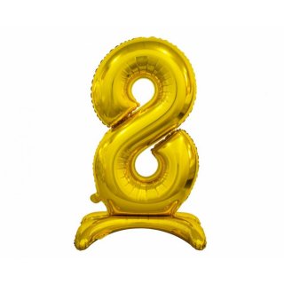 Fóliový balónek ČÍSLICE 8, stojací pouze na vzduch - zlatá barva, 74cm (zn. Godan)