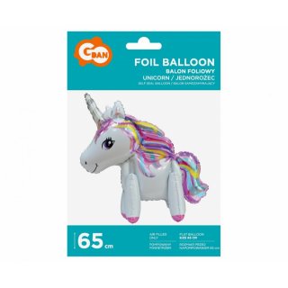 Fóliový balónek Jednorožec / Unicorn - bílý, samostojací, 65cm (zn. Godan)