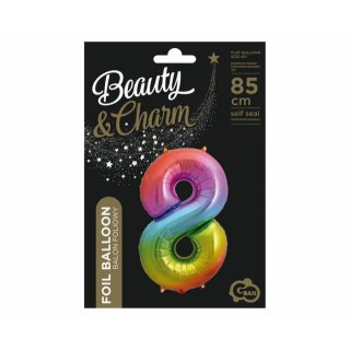 Fóliová ČÍSLICE 8, duhová barva, velikost 85cm (zn. Godan - kolekce Beauty&Charm)