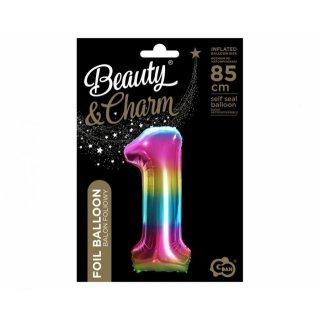 Fóliová ČÍSLICE 1, duhová barva, velikost 85cm (zn. Godan - kolekce Beauty&Charm)