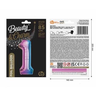 Fóliová ČÍSLICE 1, duhová barva, velikost 85cm (zn. Godan - kolekce Beauty&Charm)