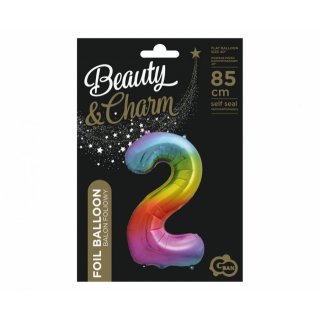 Fóliová ČÍSLICE 2, duhová barva, velikost 85cm (zn. Godan - kolekce Beauty&Charm)