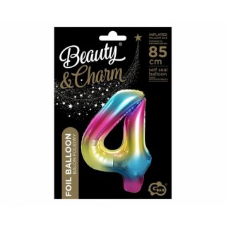 Fóliová ČÍSLICE 4, duhová barva, velikost 85cm (zn. Godan - kolekce Beauty&Charm)