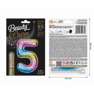 Fóliová ČÍSLICE 5, duhová barva, velikost 85cm (zn. Godan - kolekce Beauty&Charm)
