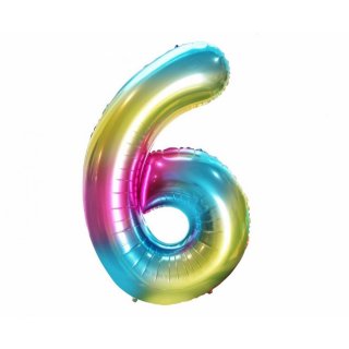 Fóliová ČÍSLICE 6, duhová barva, velikost 85cm (zn. Godan - kolekce Beauty&Charm)