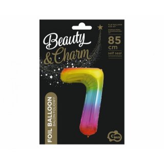 Fóliová ČÍSLICE 7, duhová barva, velikost 85cm (zn. Godan - kolekce Beauty&Charm)