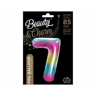 Fóliová ČÍSLICE 7, duhová barva, velikost 85cm (zn. Godan - kolekce Beauty&Charm)