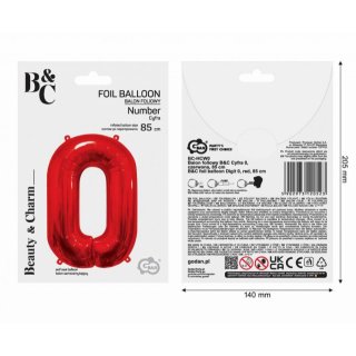 Fóliová ČÍSLICE 0, červená barva, velikost 85cm (zn. Godan - kolekce Beauty&Charm)