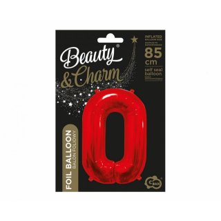 Fóliová ČÍSLICE 0, červená barva, velikost 85cm (zn. Godan - kolekce Beauty&Charm)