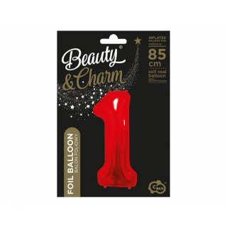 Fóliová ČÍSLICE 1, sytě červená barva, velikost 85cm (zn. Godan - kolekce Beauty&Charm)