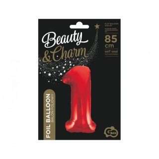 Fóliová ČÍSLICE 1, sytě červená barva, velikost 85cm (zn. Godan - kolekce Beauty&Charm)
