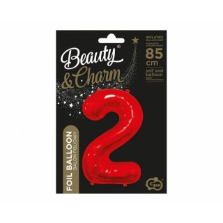 Fóliová ČÍSLICE 2, sytě červená barva, velikost 85cm (zn. Godan - kolekce Beauty&Charm)