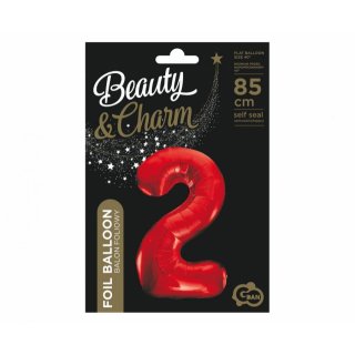 Fóliová ČÍSLICE 2, sytě červená barva, velikost 85cm (zn. Godan - kolekce Beauty&Charm)