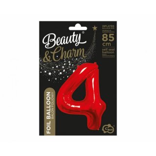 Fóliová ČÍSLICE 4, sytě červená barva, velikost 85cm (zn. Godan - kolekce Beauty&Charm)