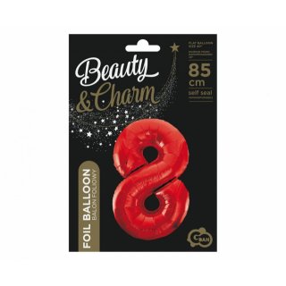 Fóliová ČÍSLICE 8, sytě červená barva, velikost 85cm (zn. Godan - kolekce Beauty&Charm)