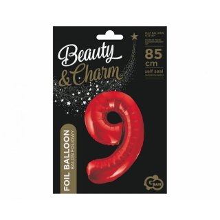 Fóliová ČÍSLICE 9, sytě červená barva, velikost 85cm (zn. Godan - kolekce Beauty&Charm)