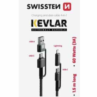 Kelarový datový kabel USB (USB-C) / USB-C (LIGHTNING) 3A 1,5m