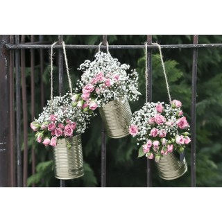 Svatební dekorační plechovky, velikost 10x7cm, set 5ks (zn. PartyDeco)