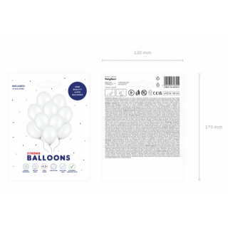Latexové balónky metalické, bílá barva, velikost 30cm - set 10ks (zn. StrongBalloons)