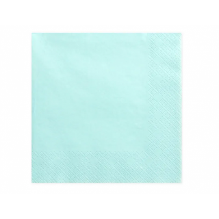 Ubrousky třívrstvé, světlé tyrkysové, rozměr 33x33cm (zn. PartyDeco)