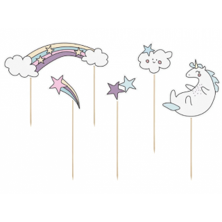 Zápichy do dortu Jednorožec / UNICORN, set 5ks (zn. PartyDeco)