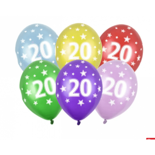 Latexový balónek pro 20. narozeniny, pastelový, mix barev, velikost 30cm (zn. StrongBalloons)