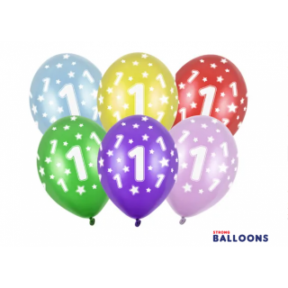 Latexový balónek pro 1. narozeniny, pastelový, mix barev, velikost 30cm (zn. StrongBalloons)